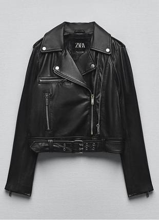 Кожаная куртка черная новая zara