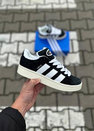 👟 кроссовки adidas campus black white winter fur ❄️    / наложка bs👟