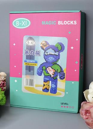 Конструктор magic blocks у формі ведмедика bearbrick "акваріум" 2