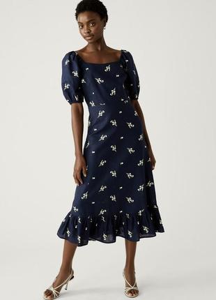 Новое льняное миди платье сукня marks&spencer лён хлопок