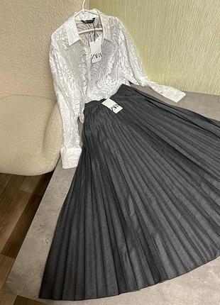 Юбка zara юбка плиссе, плиссированная, меди
