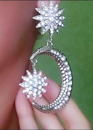 Серьги вечерние серебряные длинные серьги