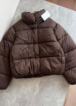 Пуффер zara куртка дутик шоколад