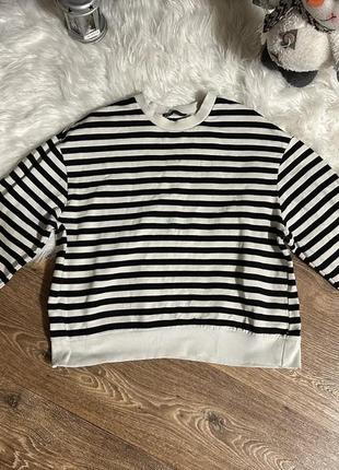 Свитшот на флисе, джемпер в полоску, тельняшка zara