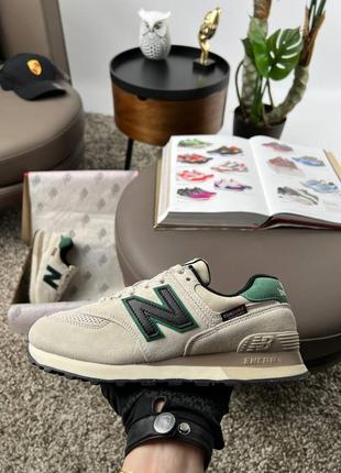 Жіночі кросівки new balance 574 beige black green3 фото