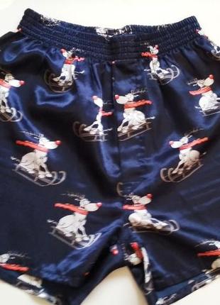 Angelo litrico c&a атласные трусы труси шорты шорти трусики синие с оленями мультяшные прикол