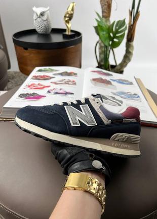 Женские кроссовки Кроссовки new balance 574 светло серые с золотом navy wine
