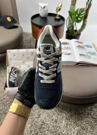 Женские кроссовки New Balance 574 Green Pigment navy wine5 фото