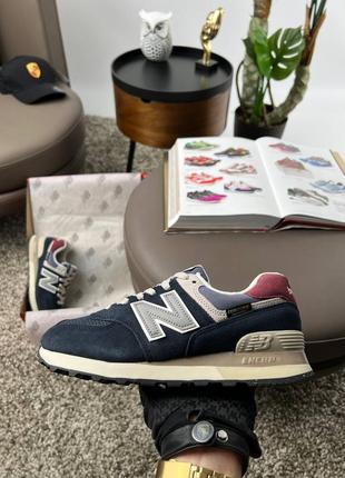 Женские кроссовки New Balance 574 Green Pigment navy wine2 фото
