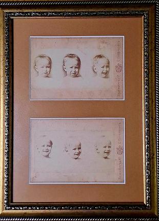 Две работы - фотомонтаж "детские эмоции" семюэля полтона (samuel e. poulton, 1819-1898). объект коллекционирования. раритет.