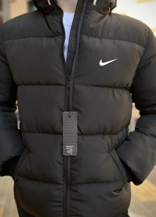 Куртка зимняя черная nike.under,puma, adidas,jordon,palm angels, tnf
