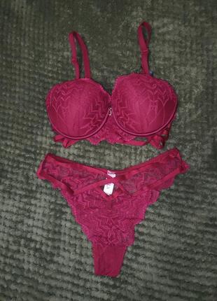 Комплект сексуального нижнего белья сhlx бордовый 75/c m; 80/c l; 85/c xl