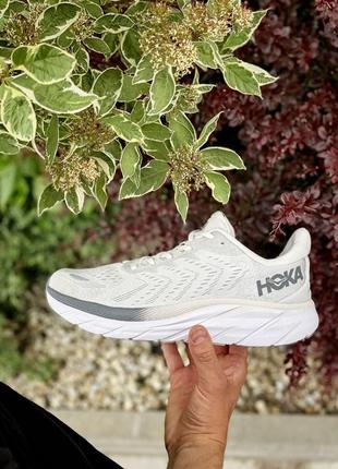 Мужские кроссовки хокка hoka clifton 8 grey white, мужественные кроссовки