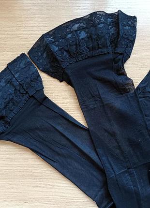 Чорні глянцеві панчохи р. l 20 den st michael m&s з мереживом на силіконі