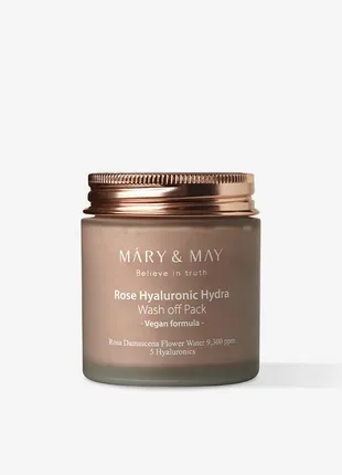 Глиняна маска mary&may rose hyaluronic hydra wash off pack з гіалуроновою кислотою та трояндою