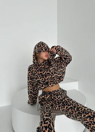 Леопардовый 🐆 теплый флисовый спортивный костюм зимний