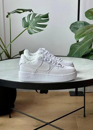 Мужские кроссовки с мехом nike air force 1 white fur#найк