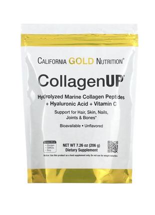 California gold nutrition collagenup пептиди морського колагену, гіалуронова кислота й вітамін c, 206 гр