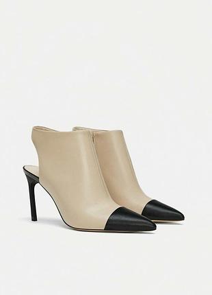 Кожаные ботильоны мюли без задника от zara оригинал