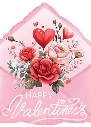 Фольгированная шарик фигура (53х50 см) конверт "happy valentine"
