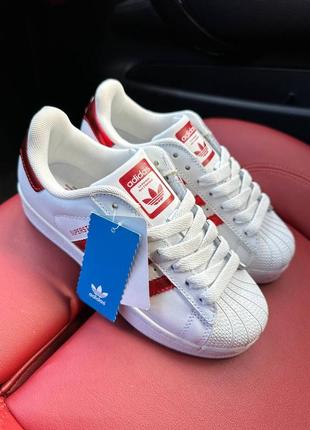 Кросівки adidas superstar white red