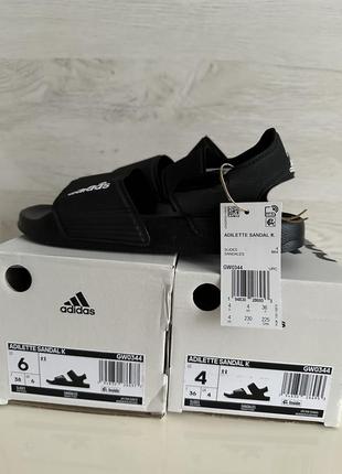 Чорні сандалі босоніжки adidas adilette k7 фото