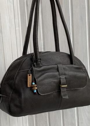 Шкіряна коричнева сумка hidesign натуральна шкіра