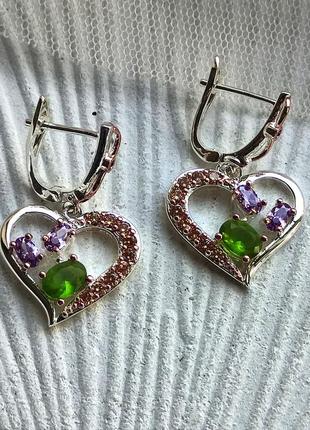 Сережки з цирконами, серце