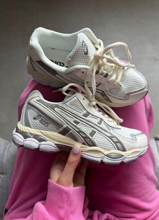 Asics gel nyk 2055 cream white grey ❤️кросівки жіночі демісезонні асикс, кроссовки асикс мужские, женские кроссовки