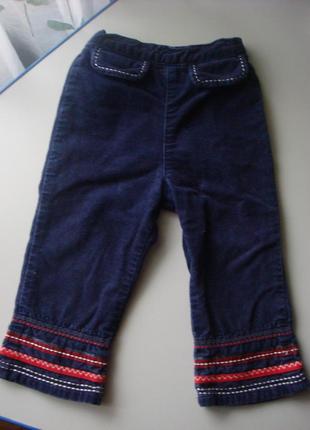 Штани сині штани вельветові оксамитові mini mode 86-92 см, 2 роки