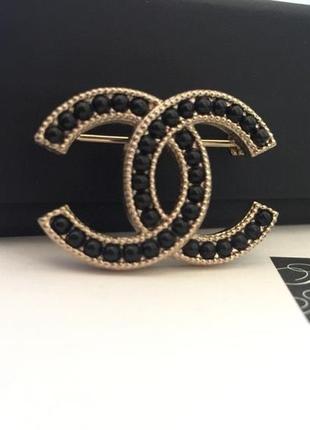Брошь chanel с камнями 5*3,5 украшение булавка