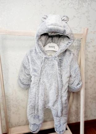 Сірий теплий плюш комбінезон george  3-6 міс
