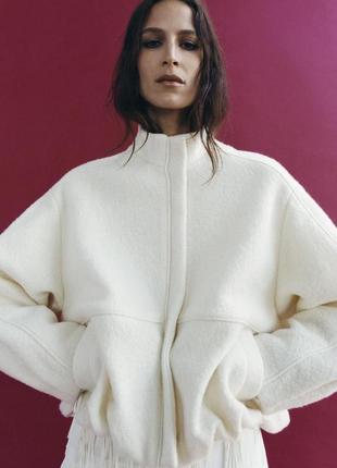 Куртка бомбер вовняна бежева zara new