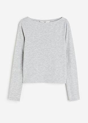 8-10/10-12/12-14 р h&m новий фірмовий трикотажний топ лонгслів кофта з вирізом човник дівчинці