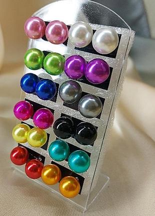 Сережки "гвоздики" комплект 12 пар жемчужинки ( имитация)