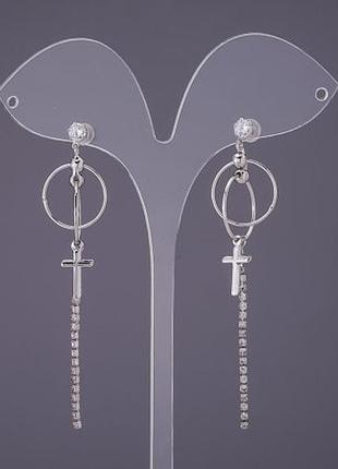 Довгі сережки  кільця ланцюжок страз  хрестик