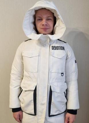 Белый зимний пуховик на подростка, only