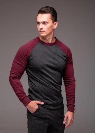 Свитшот мужской с красными рукавами