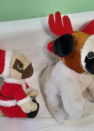 М'які  плюшеві фігурки мопси в одязі - love pugsley ,christmas soft toy - 22 см, 30 см