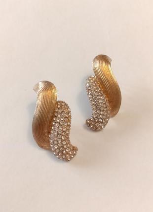 Серьги zara винтажные позолота кристаллы