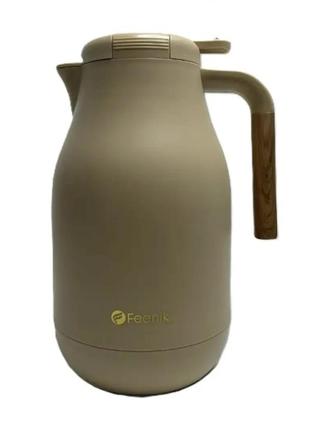 Термос в форме кувшина feenik со стеклянной колбой на 2 л kd-200g термочайник для напитков бежевый