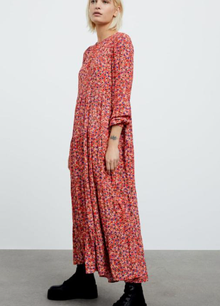 Вискозное миди макси платье zara