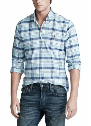 Сорочка polo ralph lauren розмір m slim fit // рубашка клітинка бавовна оксфорд