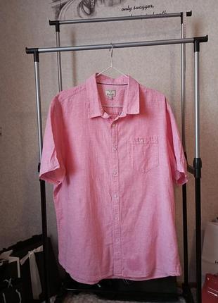 Рожева чоловіча льняно котонова сорочка
