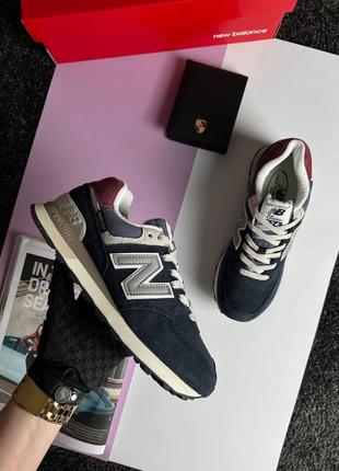 Женские кроссовки new balance 574 navy wine