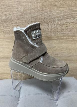 Ботинки drive нубук натурал дев. капучино нубук кожа+ шерсть белая 1900 constanta