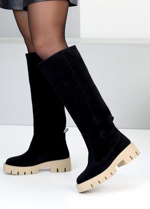 Чоботи трубы натуральна замша