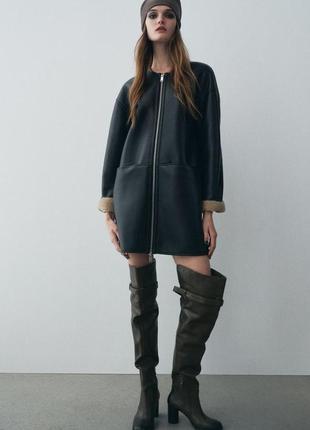 Пальто женское черное zara new