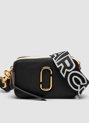 Брендовая женская кожаная сумка marc jacobs the snapshot black/multi