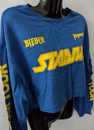 Світшот жіночий h&m, оверсайз,кроп,толстовка,кофта,з малюнком,напис,топ,худі,трьохнитка,петля,батнік,широкий,вільний,кортке,прямий